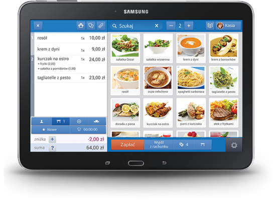 menu-na-tablecie-posbistro Nowoczesne i przejrzyste menu w systemie POSbistro wyświetlone na tablecie, umożliwiające szybką obsługę zamówień.